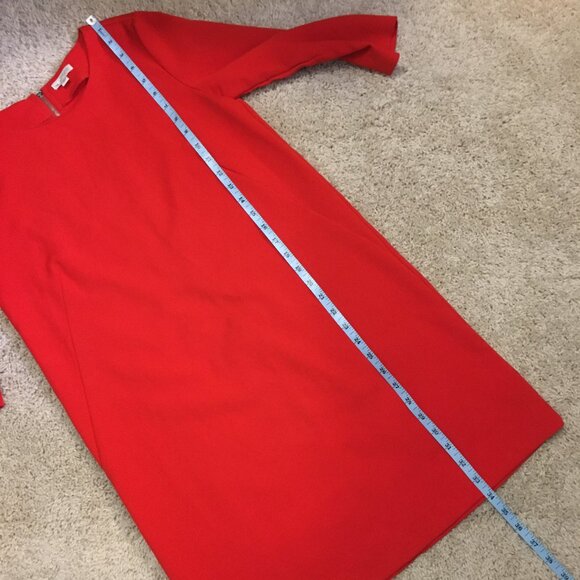Poppy Red 3/4 Sleeve Shift Dress - Picture 12 of 13